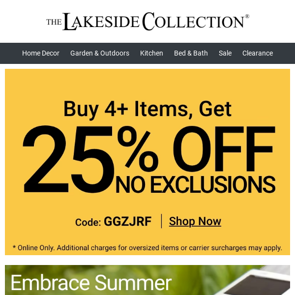 Embrace Summer & Save an EXTRA 25%