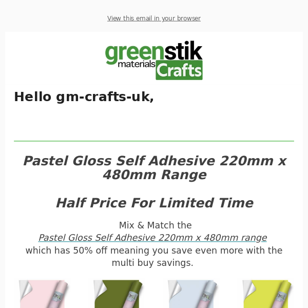 Hurry still on sale! Pastel Gloss Self Adhesive 220 x 480mm and our Christmas Bundles Available