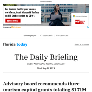 Daily Briefing: Advisory board recommends three tourism capital grants totaling $1.71M