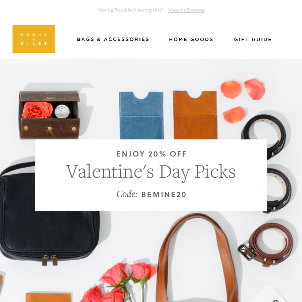 SAVE 20% and impress on Valentine’s Day