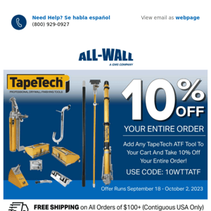 10% Off Your Entire Order with TapeTech ATF Purchase!