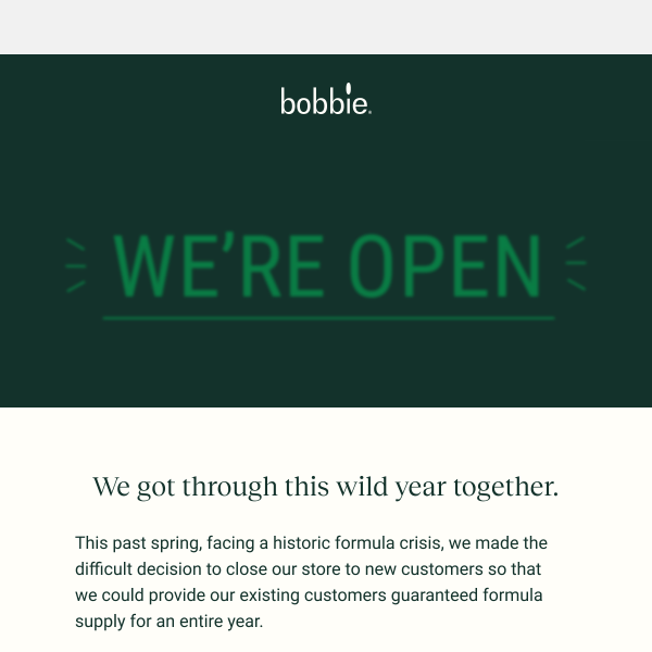 We're Open - Join The Bobbie Fam 💚