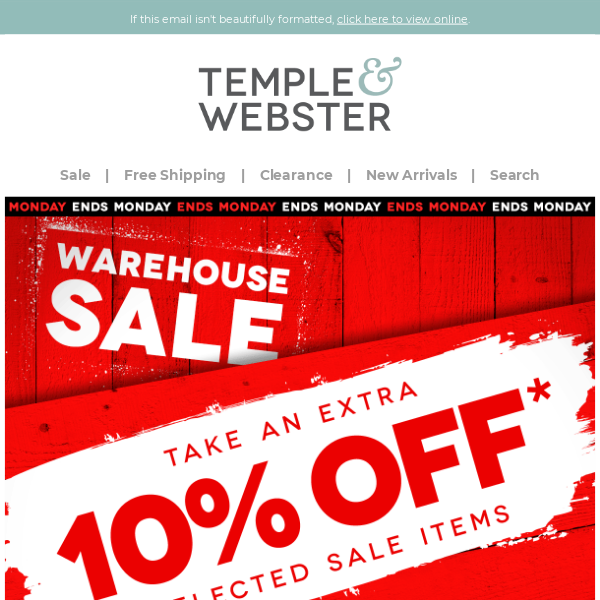 4 DAYS ONLY! 📆 EXTRA 10% OFF! - Temple & Webster