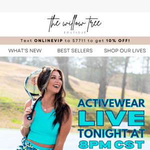 Join me for an ACTIVEWEAR LIVE 🎾