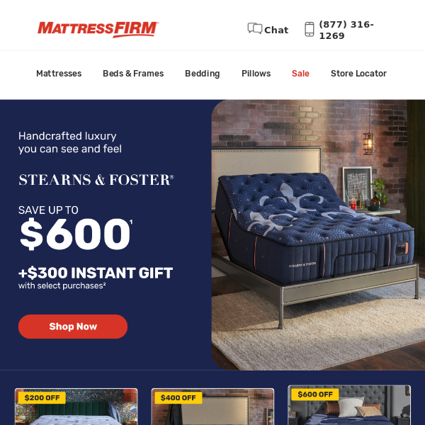 Hello, dream bed! Save up to $600 on Stearns & Foster now