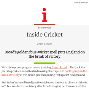 Inside Cricket 🏏 Broad's golden four-wicket spell puts England on the brink of victory