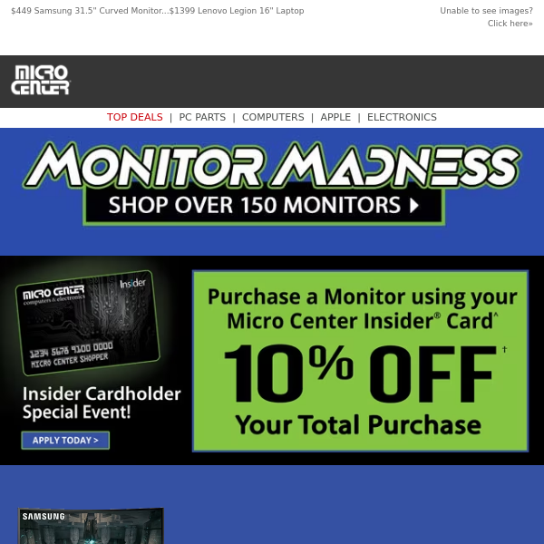 Purchase a Monitor and Unlock 10% Off w/ Micro Center Insider Card