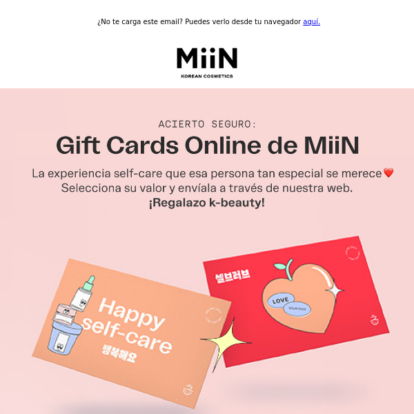 Regalazo K-beauty. Gift Cards de MiiN! 😍