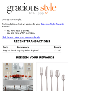 Your Gracious Style Rewards Statement