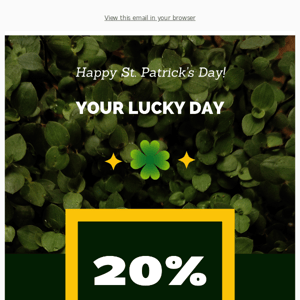 🍀FINAL HOURS | 20% OFF Coupon Valid Thru Midnight