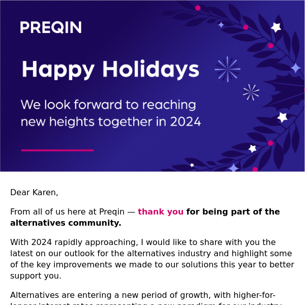 A Holiday Message from Preqin
