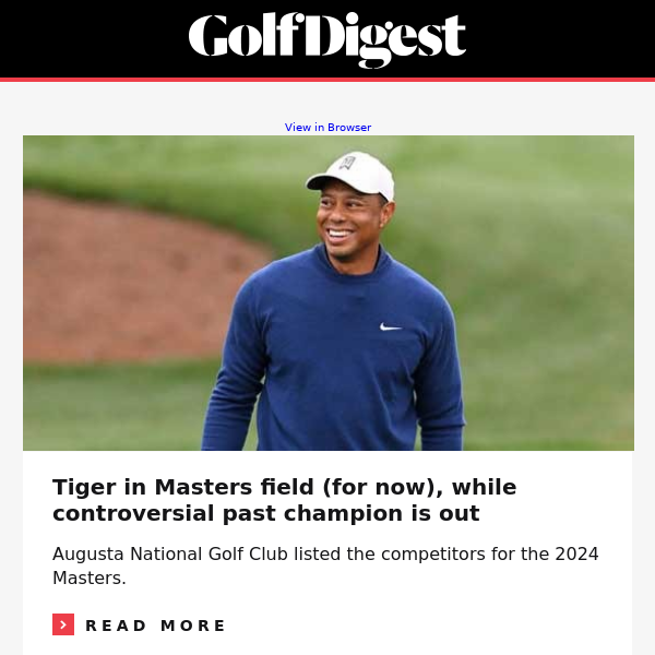 Tiger listed in Masters field, controversial champ out