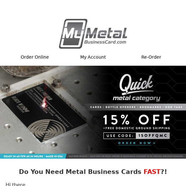 My Metal Business Card - Latest Emails, Sales & Deals