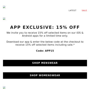 App Exclusive 15% off - Limited time only