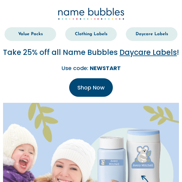 25% off Daycare Labels for a limited time!