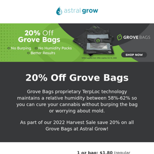 20% off Grove Bags