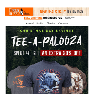 🎅 Tee-a-palooza: graphics tees from $7.95...plus extra discount