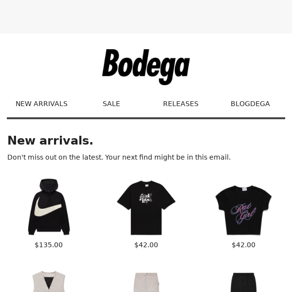 Get up-to-date on the latest. New arrivals available now at Bodega