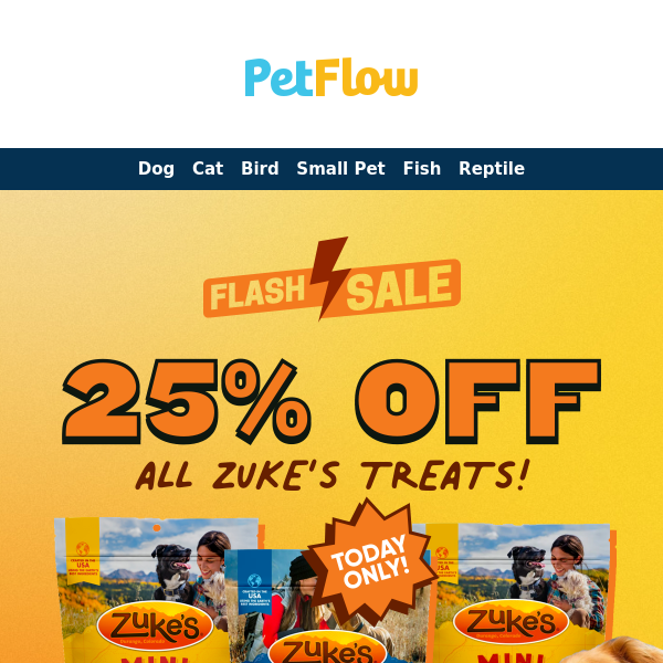 🎈 Pop-Up Party for Pups: Zuke's Treats 25% Off – Today Only! 🐕