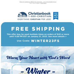 Free Shipping + Bible Deals for Men, Women, & Kids ~ Winter Bible Sale