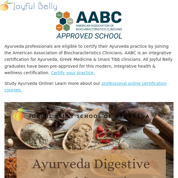 Live Intro Today - Get Certified in Ayurvedic Digestion & Nutrition
