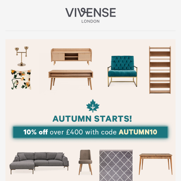 📢 10% OFF: Get Your Living Room Ready for the Autumn! 🍂🍁