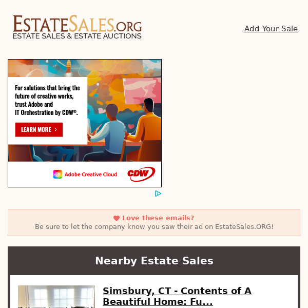 Your daily estate sales on EstateSales.org