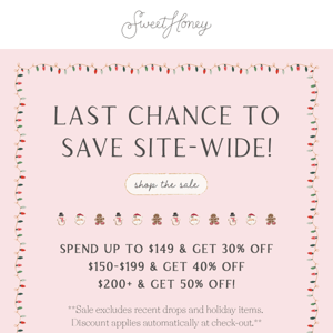 ONLY 2 Hours Left! Sale ends at 12PM CST - SweetHoney