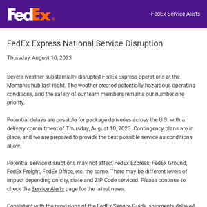 FedEx Express National Service Disruption