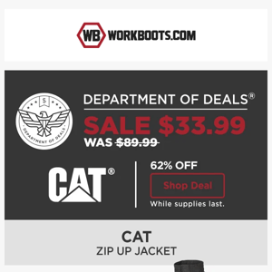 DOD: 🚨 Last chance: 62% off CAT jacket 🚨