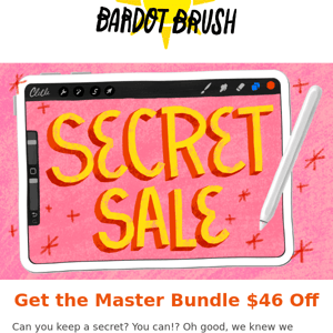 🤫 Can you keep a Secret?! HUGE Sale on Procreate Brushes!