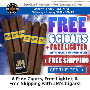 🇺🇸 6 Free Cigars, Free Lighter, & Free Shipping with JM's Cigars 🇺🇸