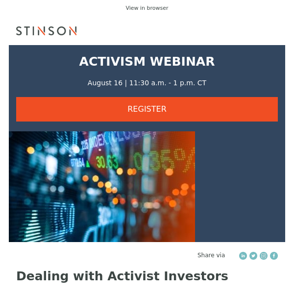 You're Invited: Dealing with Activist Investors