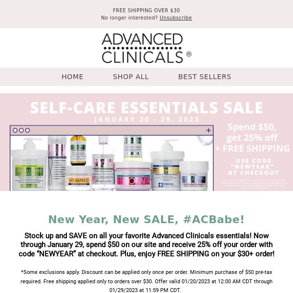 Shop our Self-care Essentials Sale! Spend $50, get 25% off + FREE SHIP