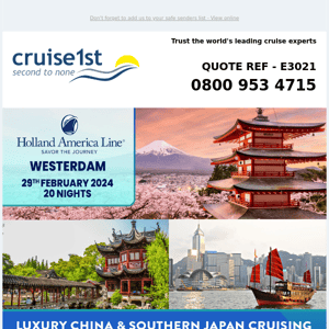 ⛩️ Luxury Far East Cruise & Tour | Holland America Luxury Deals