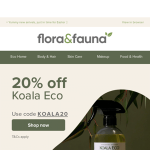 Save 20% on plant-based & powerful, Koala Eco! 🐨