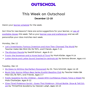 This week on Outschool: Classes your learner may like