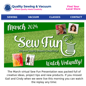 March Virtual Sew Fun Presentation is Here