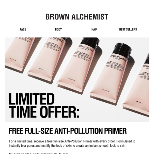 Get A Free Full-Sized Anti-Pollution Primer with Every Order ☀️