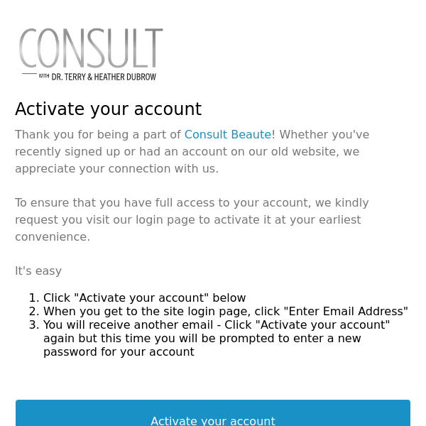 Action Required! Customer account activation