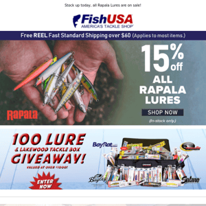 ALL RAPALA LURES 15% OFF! TODAY ONLY!