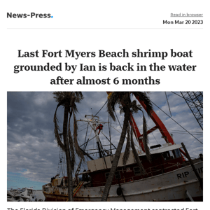 News alert: The last shrimp boat grounded by Ian is returned to the water after almost six months