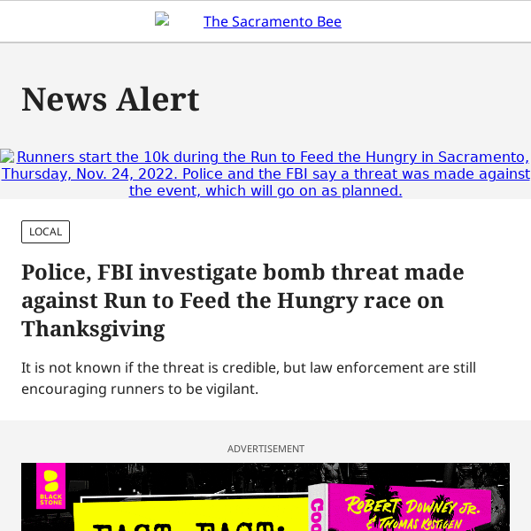 Police, FBI investigate bomb threat made against Run to Feed the Hungry race on Thanksgiving