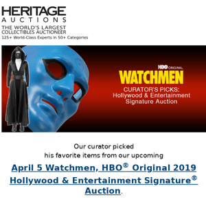 Curator’s Costume Picks from the Watchmen, HBO® Original 2019 Hollywood & Entertainment Auction