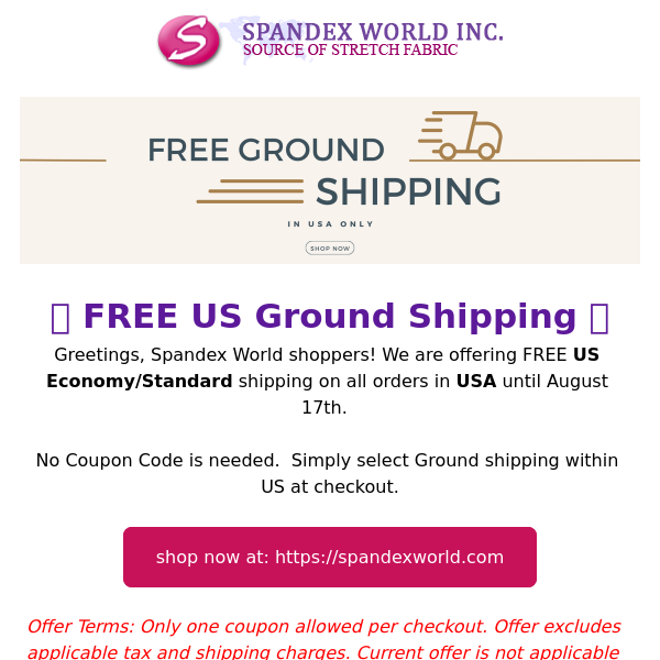FREE US Ground shipping! Special Event.