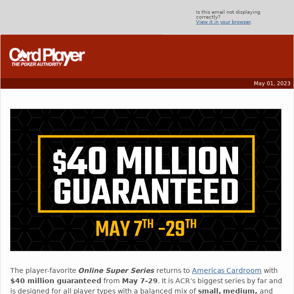 💰 Online Super Series Returns To Americas Cardroom May 7-29