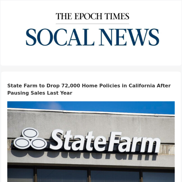 State Farm to Drop 72,000 Home Policies in California