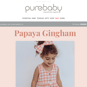 Papaya Gingham | Baby + Toddler