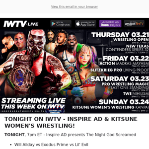 TONIGHT ON IWTV - Inspire AD & Kitsune Women's Wrestling!