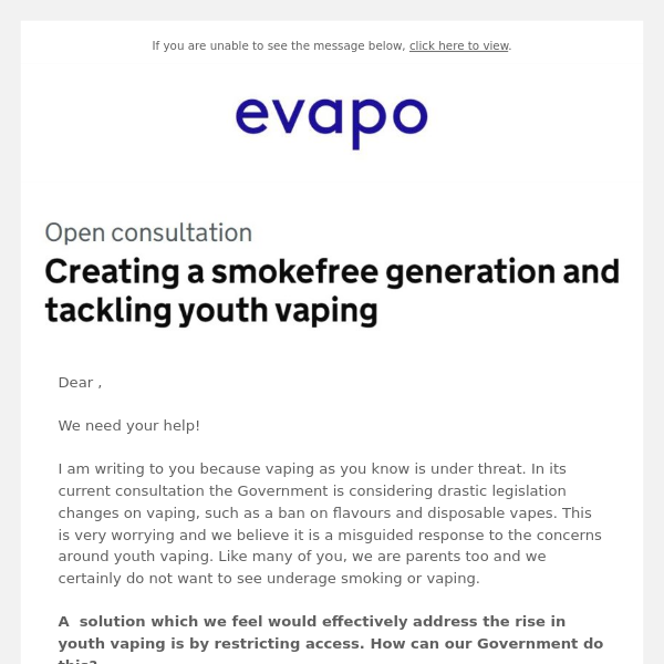 Vaping is at risk – send your message to Rishi Sunak